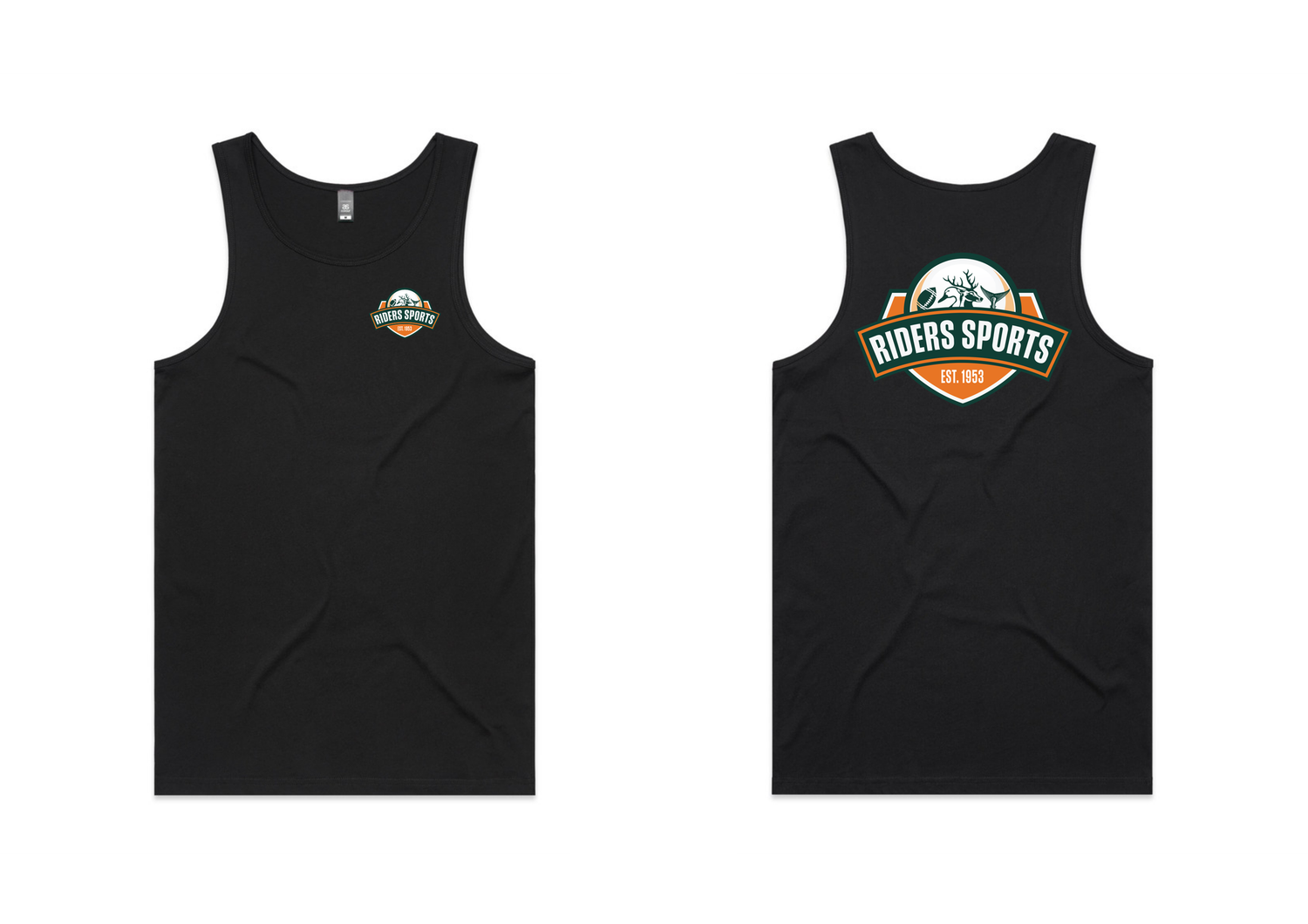RIDERS SPORTS MENS LOW DOWN SINGLET (BLACK)