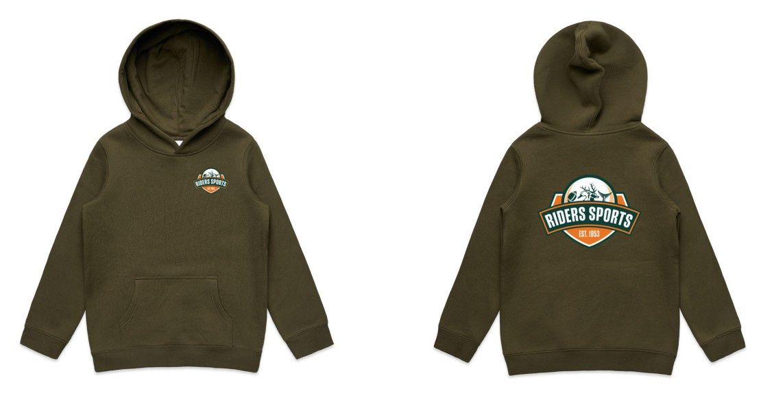 RIDERS SPORTS KIDS SUPPLY HOOD (UNISEX), COLOUR: ARMY, SIZE: 2