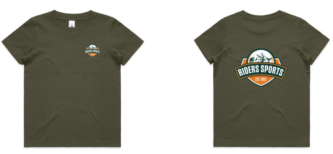 RIDERS SPORTS KIDS STAPLE TEE (UNISEX), COLOUR: ARMY, SIZE: 2