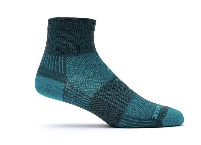 Coolmesh Quarter Sock, COLOR: Ash/TURQUOISE, Size: S