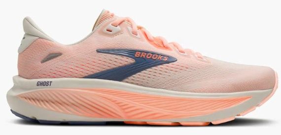 Women's Ghost 18, Colour: Star White/Cyber Peach/Grey, Size: 5, Width: B