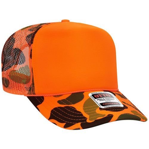 Camouflage 5 Panel High Crown Mesh Back Trucker Hat - OTTO (3 Colors)