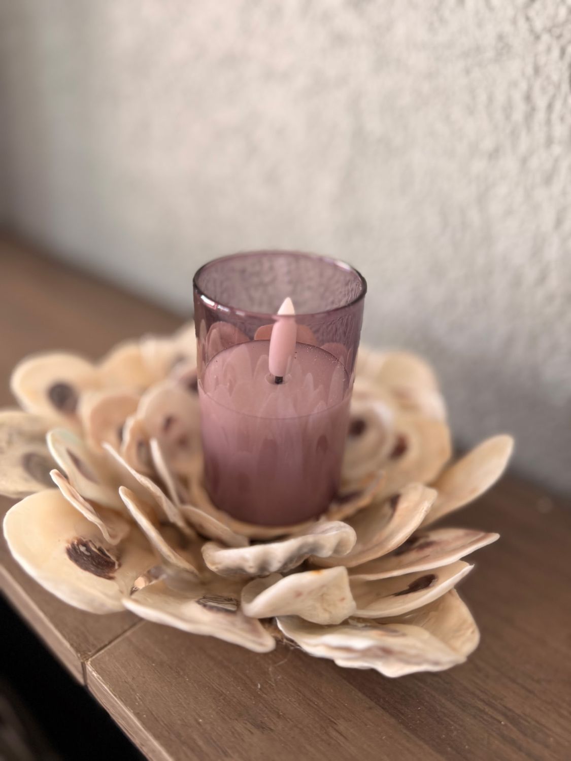 Oyster Flower Candle Holder with Candle