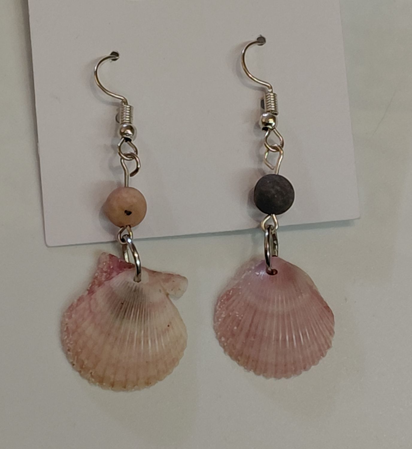 Pink Scallop Shell Dangle Earrings