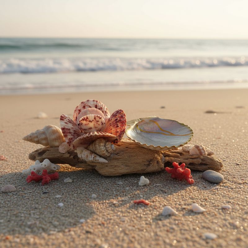 Shell &amp; Driftwood Jewelry Tray with Juvenile Horse Conch