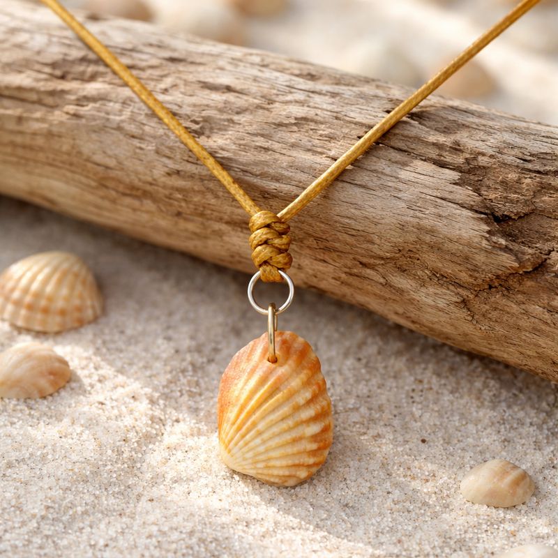 Broad Ribbed Cardita Natural Shell Pendant