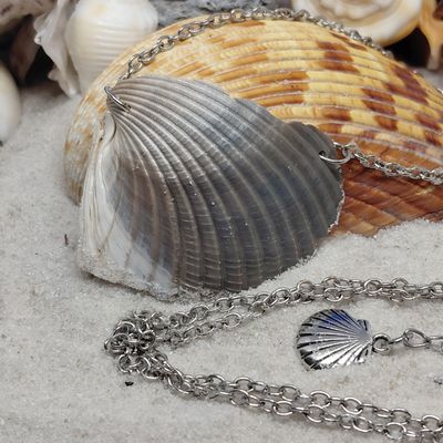 Grey Shell Fragment Necklace on Stainless Chain