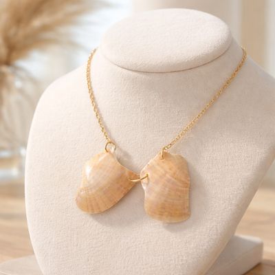 Naturally Fractured Sunray Venus Shell Necklace