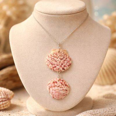 Double Calico Scallop Drop Pendant