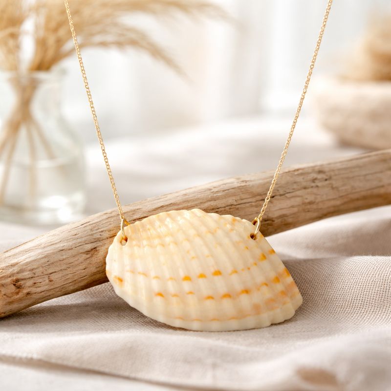 Shell Fragment on Stainless Gold Chain