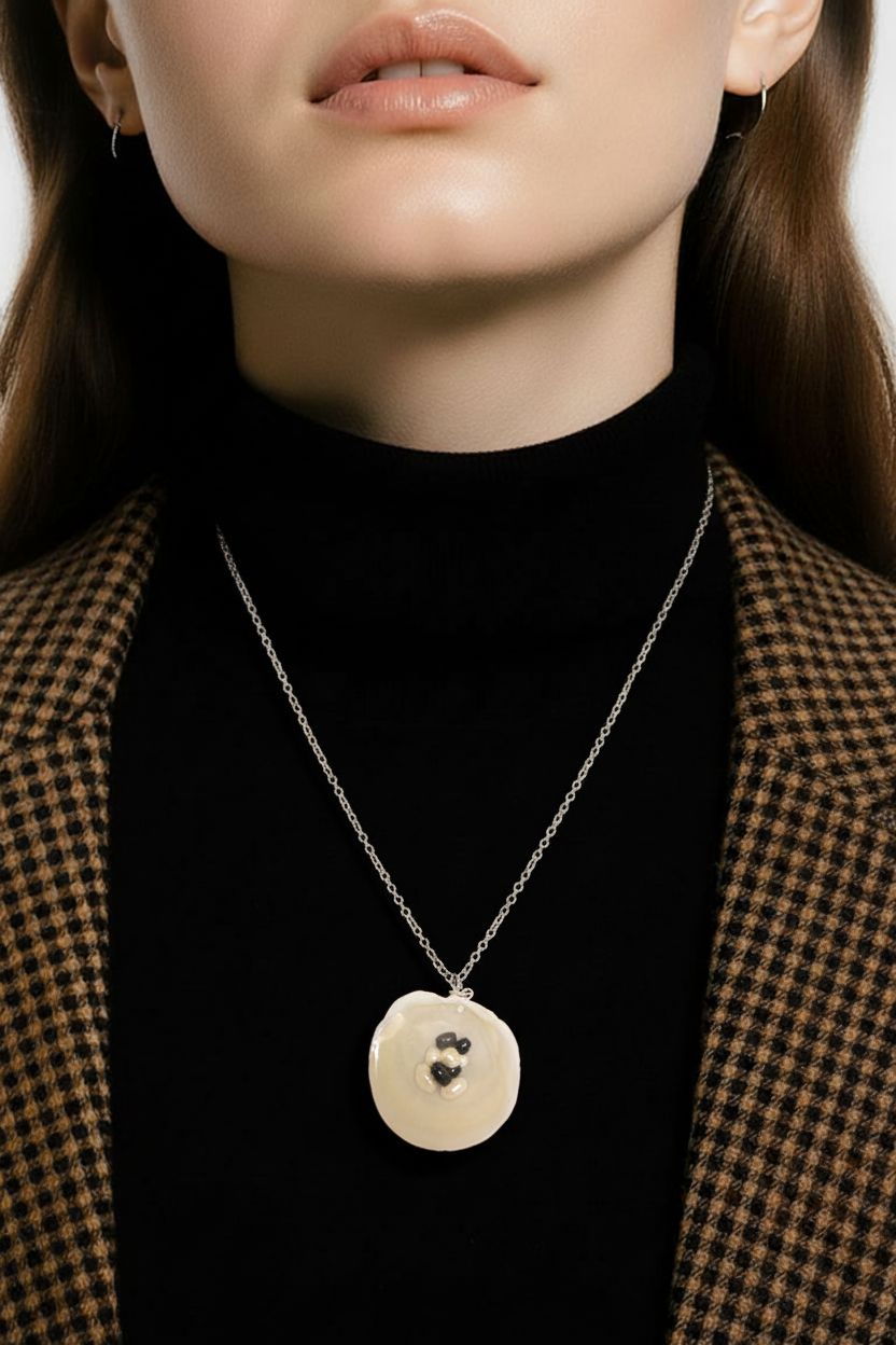 Pale Buttercup Natural Shell with Faux Pearl Beads