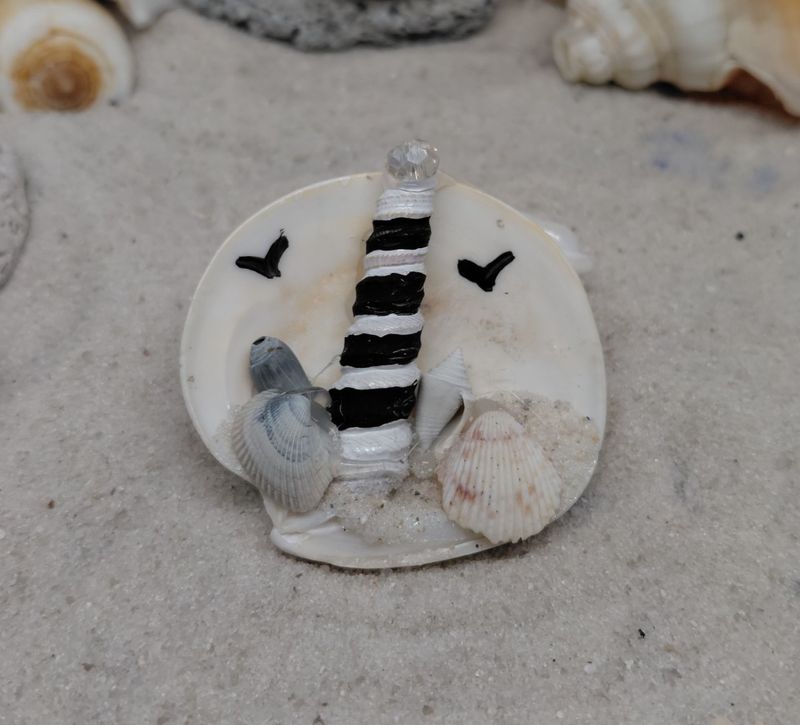 Lighthouse Theme Natural Shell Magnet