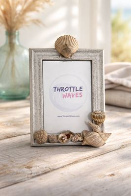 4x6 White/Grey Frame with Natural Shells