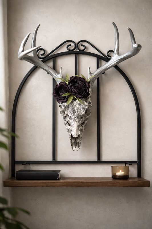 Decoupaged Deer Skull