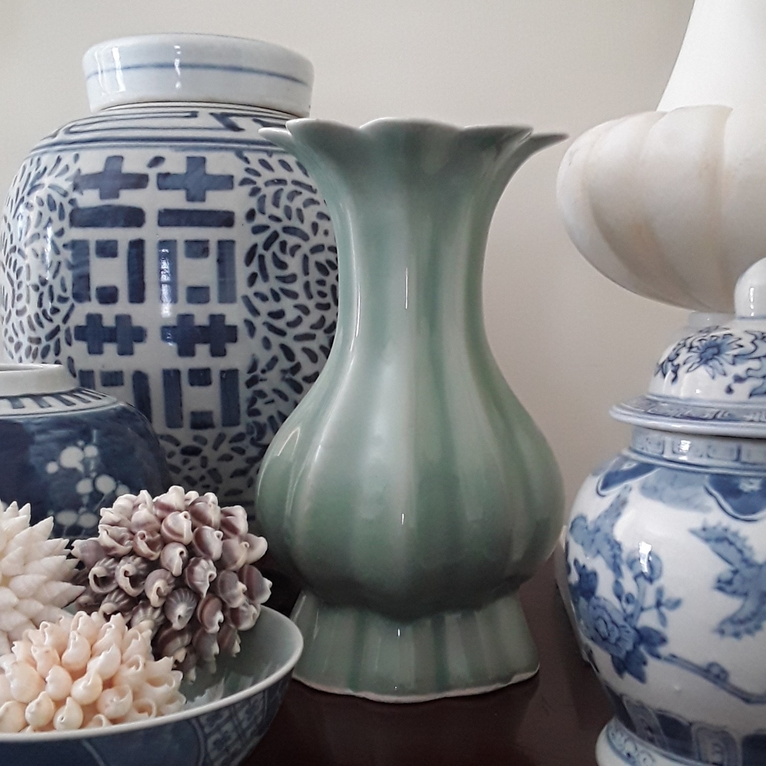 Vintage Porcelain Vase in the Style of Song/Longquan Celadon