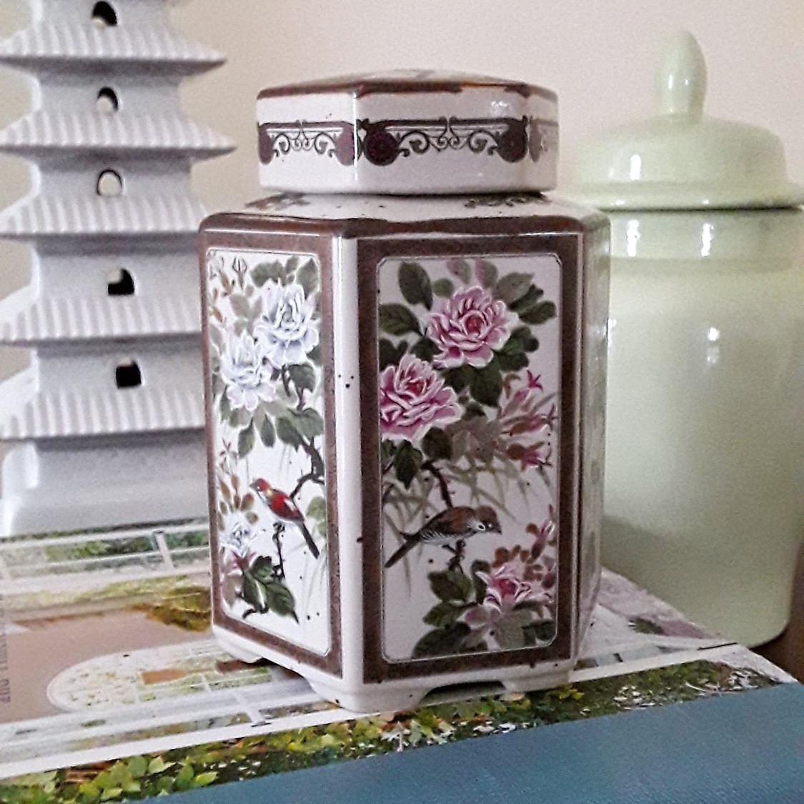 Vintage Andrea by Sadek Bird and Floral Tea Caddy