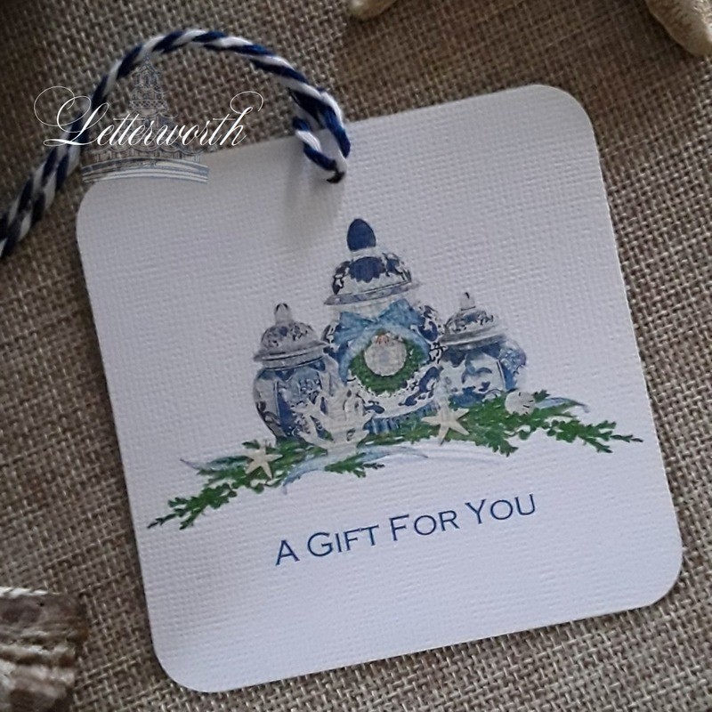 Coastal Ginger Jar Watercolor Gift Tags by Letterworth (Set of 12)