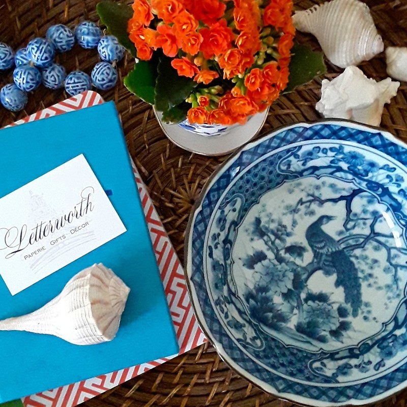 Vintage Blue and White Arita Porcelain Peacock Bowl