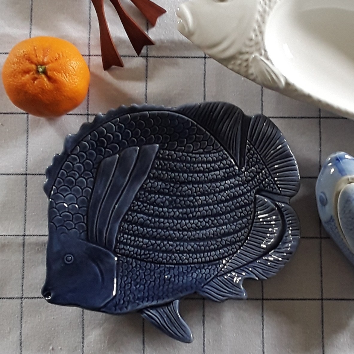 Blue Ceramic Fish Plate