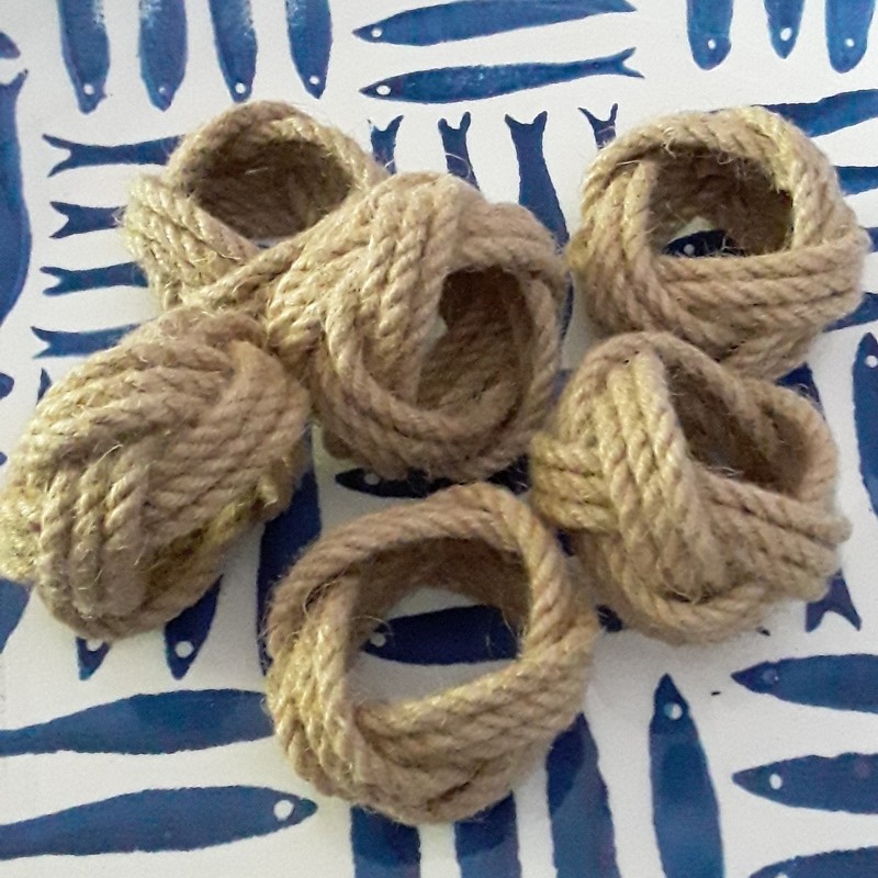 Set of 6 Nautical Rope Jute Napkin Rings