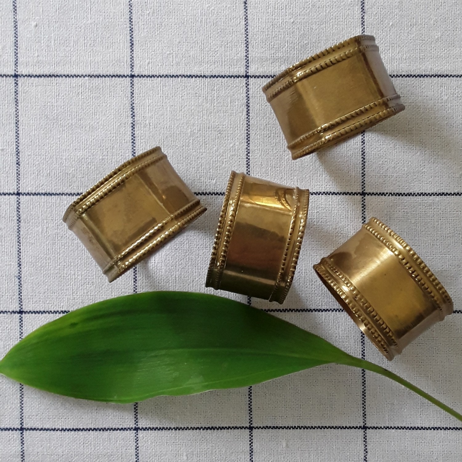 Set of 4 Vintage Indian Brass Napkin Rings