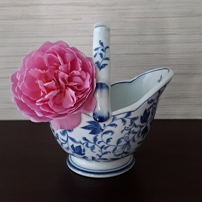 Vintage Andrea by Sadek Blue and White Porcelain Basket