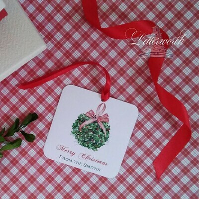 Boxwood Kissing Ball Watercolor Gift Tags by Letterworth (Set of 12)