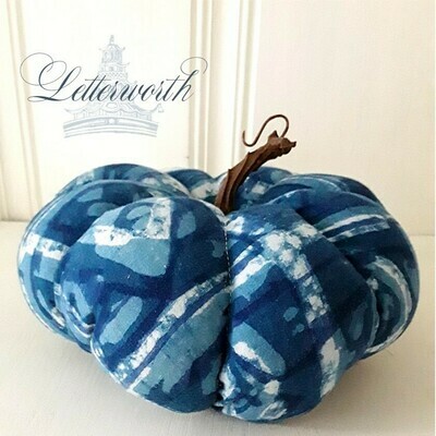 Handmade Blue and White Batik Fabric Pumpkin by Letterworth