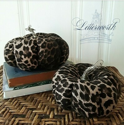 Handmade Dark Leopard Fabric Pumpkin by Letterworth