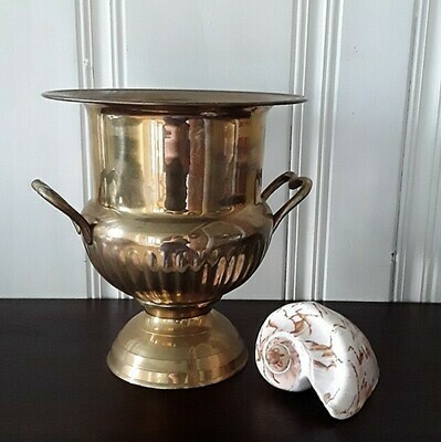 Vintage Brass Footed Urn from India