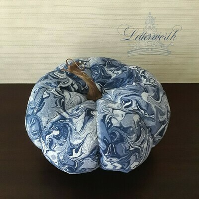 Handmade Blue and White Marbleized Fabric Pumpkin by Letterworth