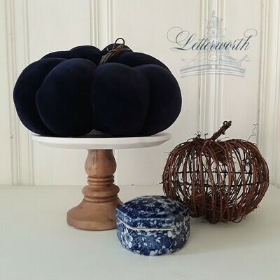Handmade Blue Velvet Fabric Pumpkin by Letterworth