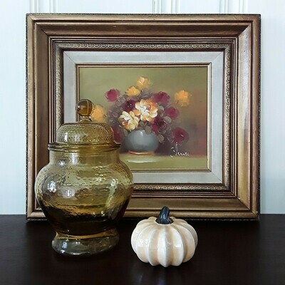 Vintage Original Framed Floral Oil Painting