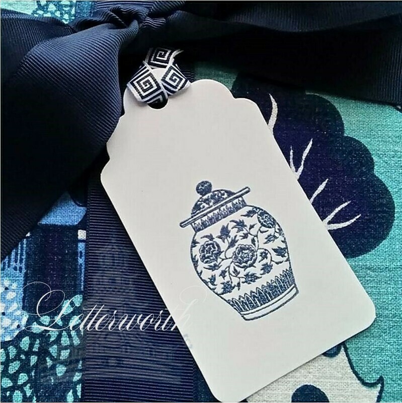 Hand-Embossed Blue Ginger Jar Gift Tags by Letterworth (Set of 10)