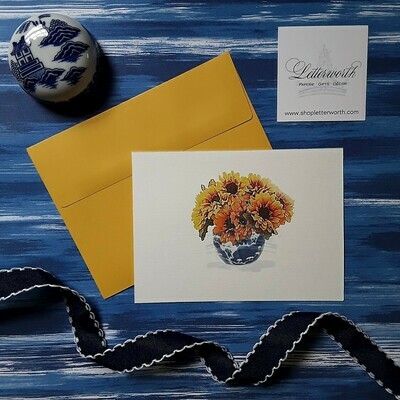 Letterworth Sunflowers in Blue and White Vase Note Cards (Set of 8)