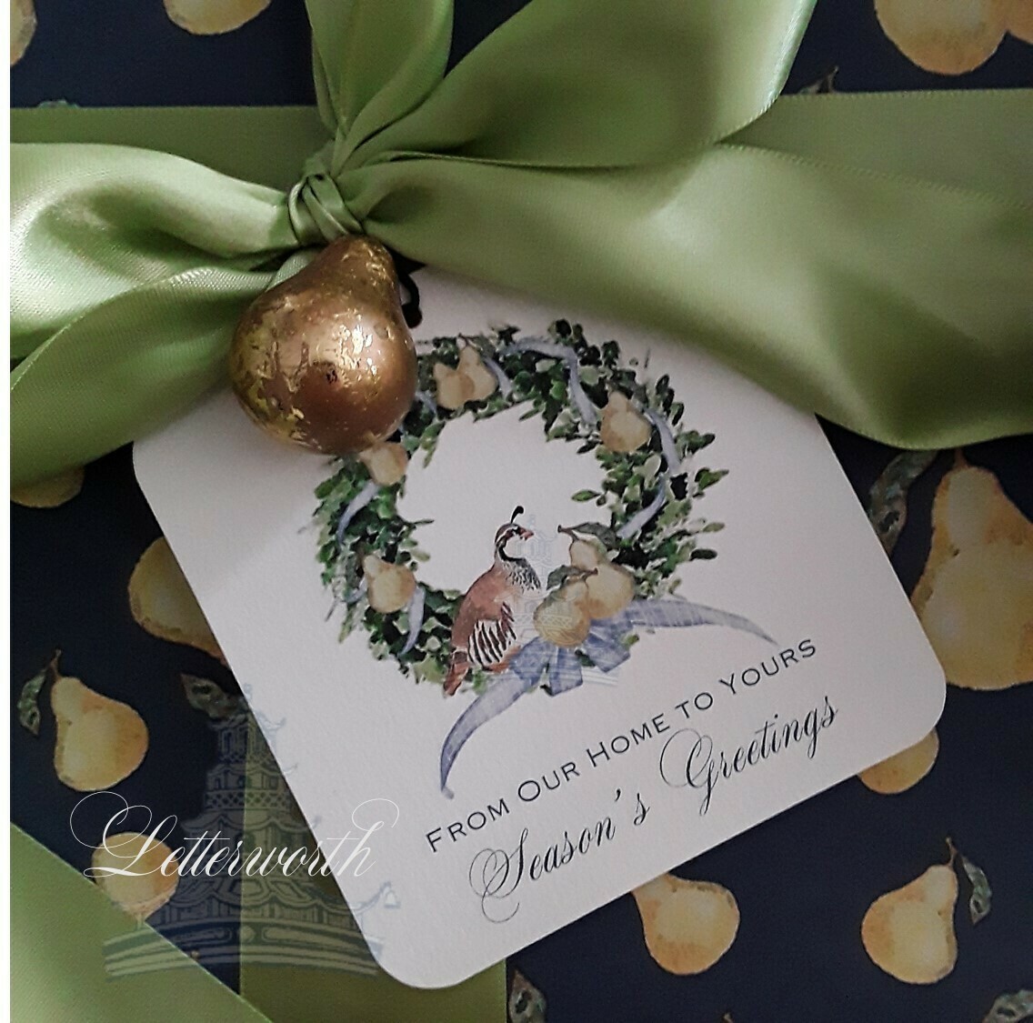 Partridge and Pear Wreath Holiday Gift Tags by Letterworth (Set of 12)