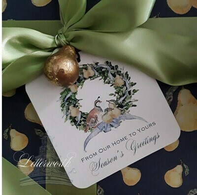 Partridge and Pear Wreath Holiday Gift Tags by Letterworth (Set of 12)