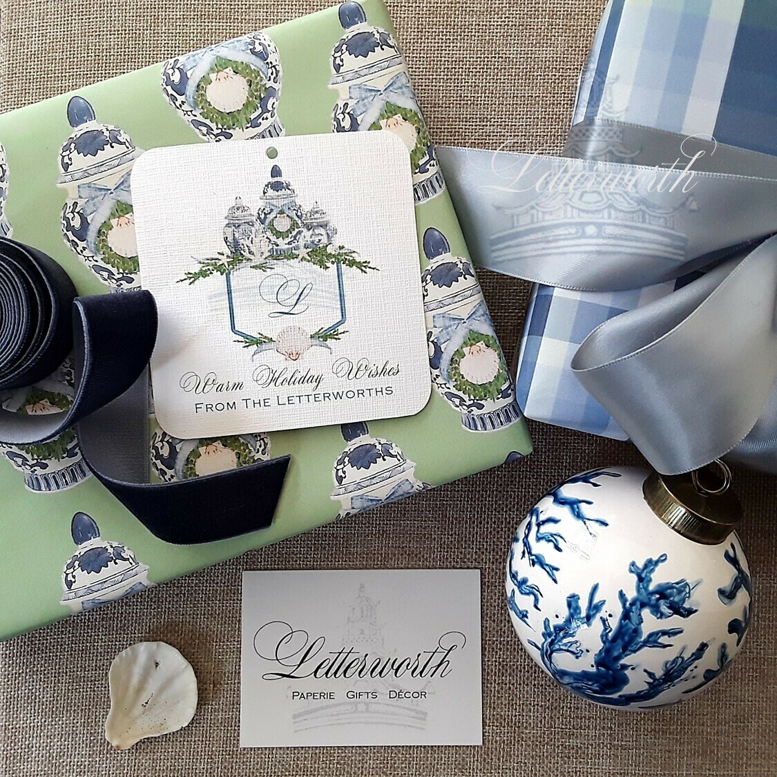 Coastal Chic Ginger Jar Gift Wrapping Paper by Letterworth