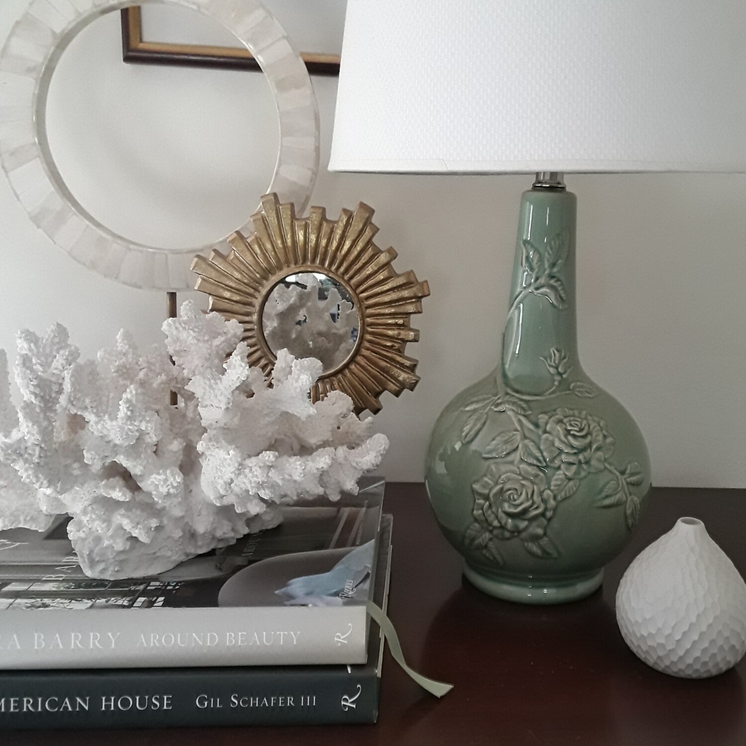 Vintage Celadon Porcelain Lamp