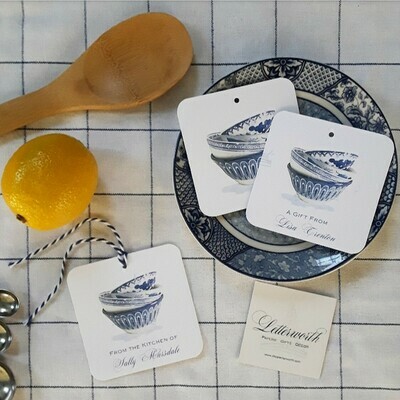 Blue and White Chinoiserie Bowls Watercolor Gift Tags by Letterworth (Set of 12)