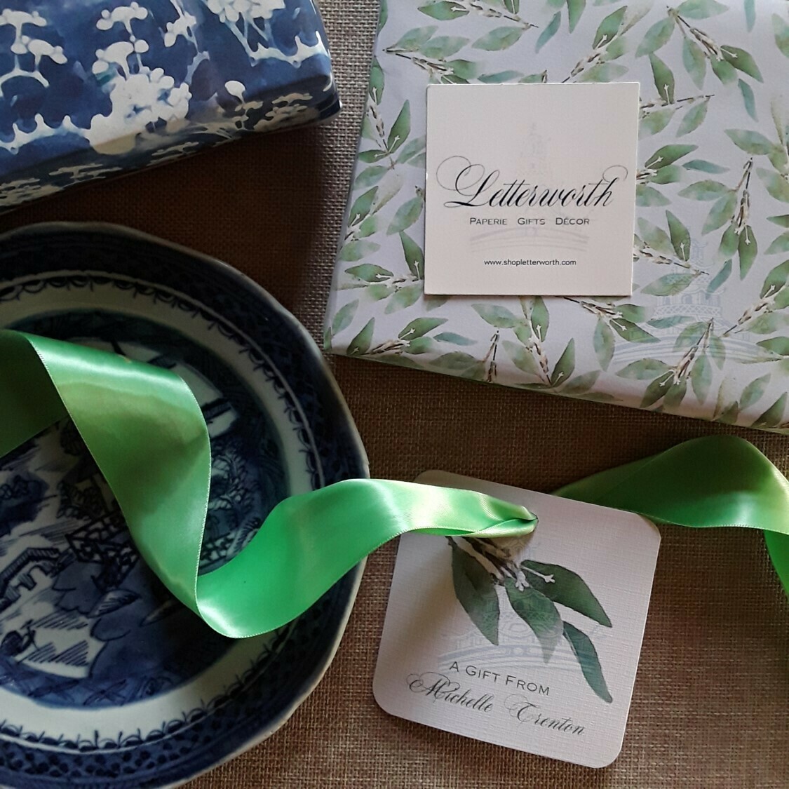 Watercolor Eucalyptus Leaf Gift Wrapping Paper by Letterworth (2 Colors Available)