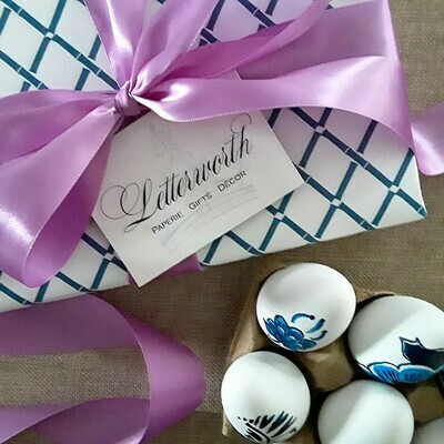 Classic Blue and White Bamboo Trellis Gift Wrapping Paper by Letterworth