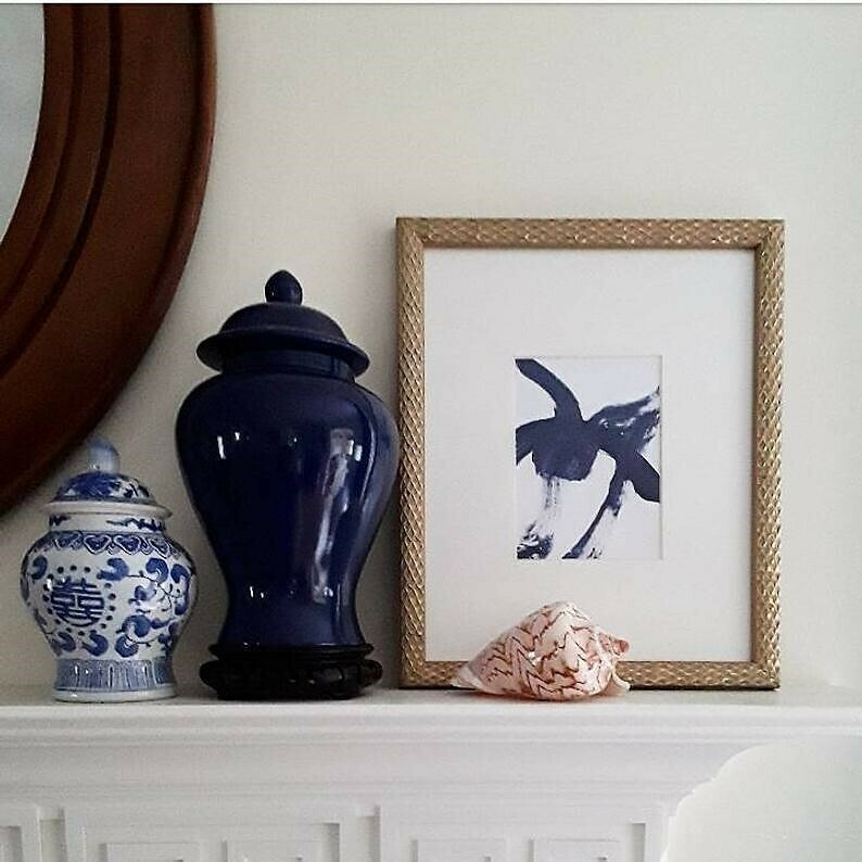 Vintage Blue and White Chinese Porcelain Double Happiness Lidded Ginger Jar