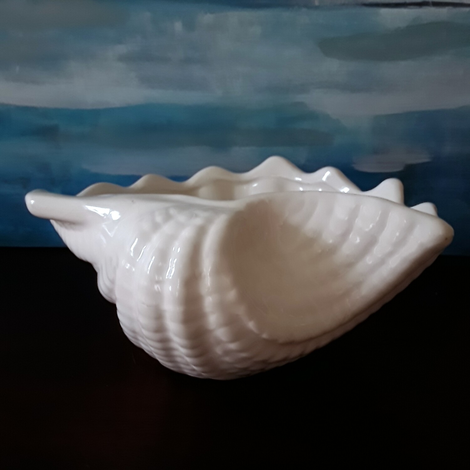 Vintage White Ceramic Shell Planter