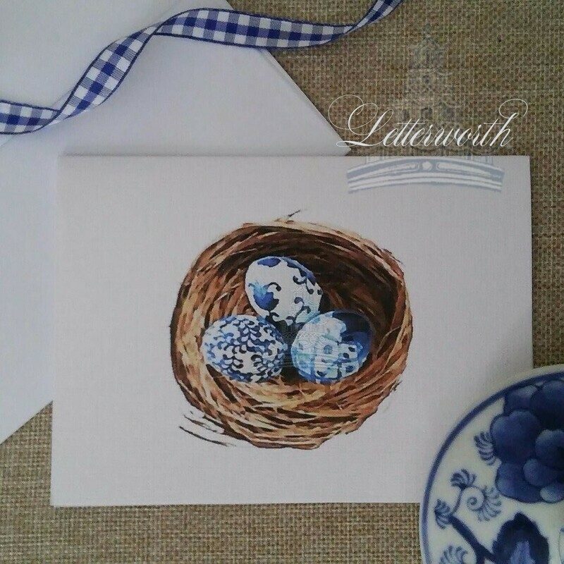 Chinoiserie Bird Nest Note Cards by Letterworth (Set of 8)