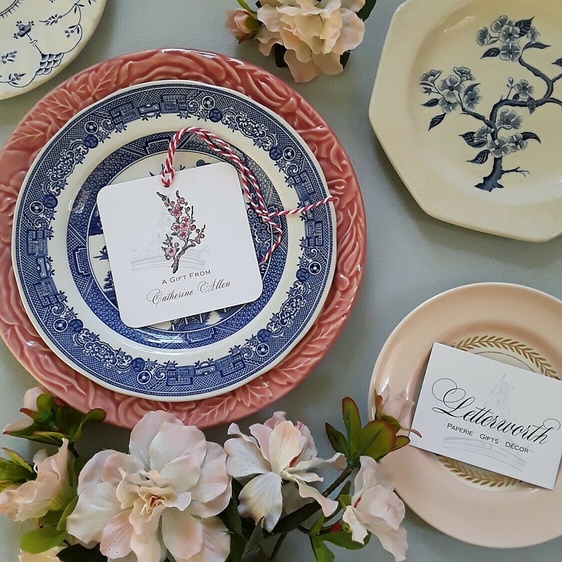 Pink Cherry Blossom Watercolor Gift Tags by Letterworth (Set of 12)