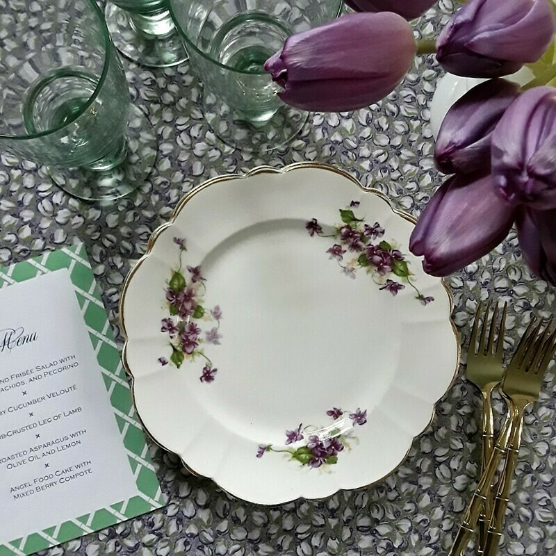 Set of 3 Vintage Cartwright &amp; Edwards Bone China &quot;Victoria&quot; Violet Luncheon Plates