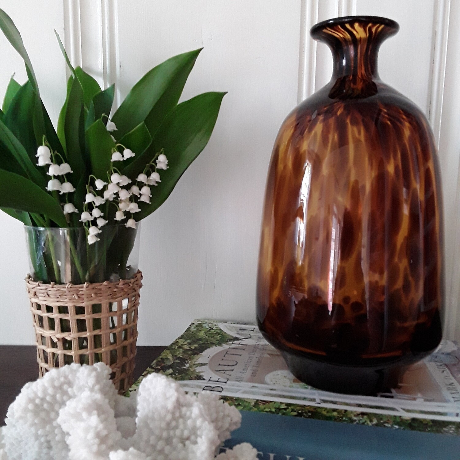 Vintage Tortoiseshell Glass Vase