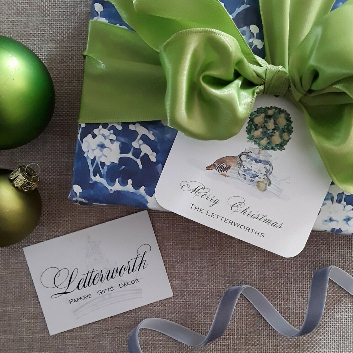 Partridge and Pear Topiary Holiday Gift Tags by Letterworth (Set of 12)