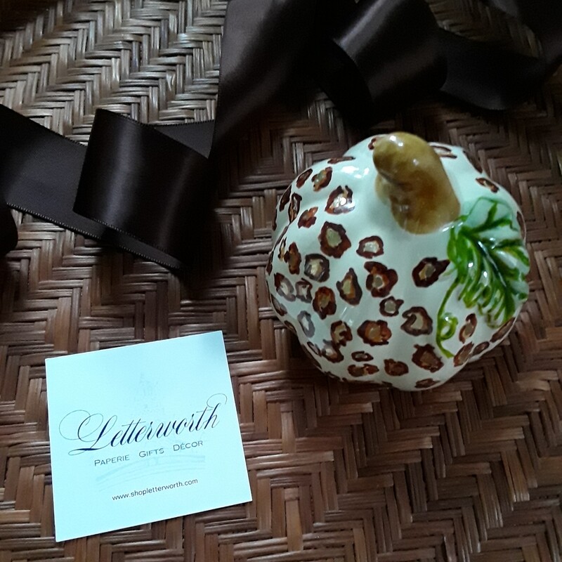 Hand-Painted Leopard Animal Print Porcelain Miniature Pumpkin by Letterworth
